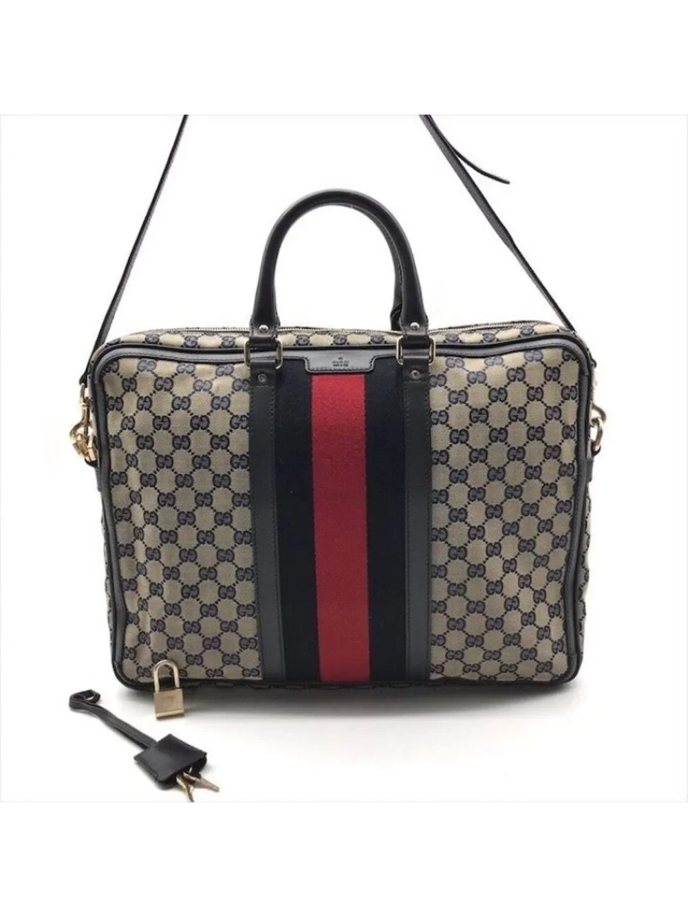 Gucci GG Canvas Business Bag 2-Way Bag Sherry Line Navy Bag